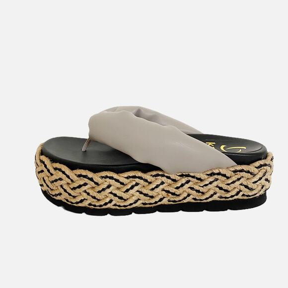Kanna Rope Wedge Platform Slip on Thong Sandals in Gray Size 36 - Picture 2 of 8